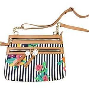 Spartina 449 Shelter Cove Linen Striped Bag with Leather Trim.